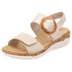 Keilsandalette REMONTE, Damen, Gr. 39, beige (hellbeige), Leder, Lederimitat, klassisch, Schuhe, Sommerschuh, Riemchensandale, praktische Klettverschlüsse