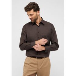 Langarmhemd ETERNA "COMFORT FIT", Herren, Gr. 42, Normalgrößen, braun (dunkelbraun), 100% cotton, normal, Langarm Manschette, Hemden, NON IRON (bügelfrei)