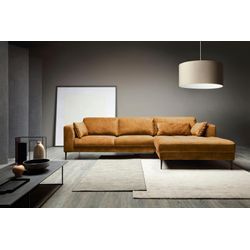 Ecksofa TRENDMANUFAKTUR "Luzi, wahlweise mit Schlaffunktion und Bettkasten bestellbar, L-Form", orange (golden orange), B:280cm H:80cm T:168cm, 100% Polyester, Sofas, Designsofa mit tollem Sitzkomfort, Metallfüße schwarz, Breite 280 cm