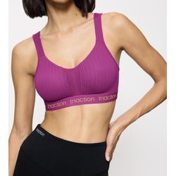 Sport-BH TRIACTION BY TRIUMPH "Triaction Energy Lite N EX", Damen, Gr. 75, Cup E, grape, Single Jersey, Obermaterial: 45% Polyamid, 41% Polyester, 14% Elasthan, sportlich, BHs, atmungsaktiv und extremer Halt