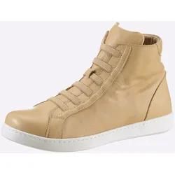 Stiefelette, Damen, Gr. 41, beige (sand), Leder, Glattleder, modisch, Schuhe