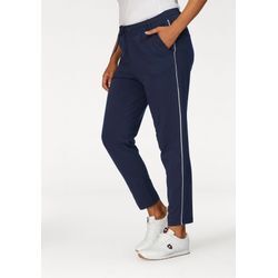 Jogger Pants KANGAROOS, Damen, Gr. 46, N-Gr, blau (marine), Sweatware, Obermaterial: 95% Baumwolle, 5% Elasthan, unifarben, kontrastfarbene Details, casual, bequem knöchellang, Hosen, mit seitlichem Kontraststreifen