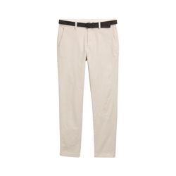 TOM TAILOR Herren Travis Slim Chino mit Gürtel, beige, Uni, Gr. 32/36