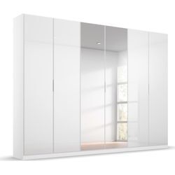 Drehtürenschrank RAUCH "Kleiderschrank Schrank Garderobe KOLUNA mit Glastüren und Spiegel", weiß (alpinweiß, glas kristallweiß), B:271cm H:210cm T:54cm, Holzwerkstoff, Schränke, inkl. 2 Innenschubladen sowie extra Einlegeböden MADE IN GERMANY