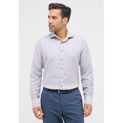 Langarmhemd ETERNA "MODERN FIT", Herren, Gr. 44, Normalgrößen, grau, Twill, 59% cotton, 41% Leinen, tailliert, Langarm Manschette, Hemden, EASY IRON (bügelleicht)