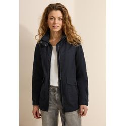 Kurzjacke CECIL, Damen, Gr. L (42), blau (schwarz navy blau), Stoff, Obermaterial: 58% Polyester, 32% Baumwolle, 10% Nylon; Futter: 100% Polyester, unifarben, casual, normal normal, hoch geschlossener Ausschnitt, Langarm Bündchen, Jacken, mit Stehkragen, Topseller