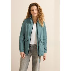 Kurzjacke CECIL, Damen, Gr. L (42), blau (strong mint), Stoff, Obermaterial: 58% Polyester, 32% Baumwolle, 10% Nylon; Futter: 100% Polyester, unifarben, casual, normal normal, hoch geschlossener Ausschnitt, Langarm Bündchen, Jacken, mit Stehkragen, Topseller