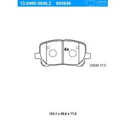 ATE Bremsbelagsatz, Scheibenbremse vorne rechts links für TOYOTA 04465-44090 04465-44060 04465-02080 13.0460-5846.2