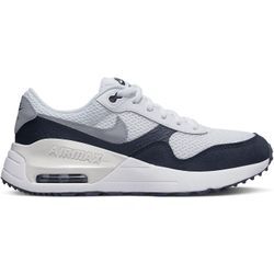 Sneaker NIKE SPORTSWEAR "AIR MAX SYSTM (GS)", Gr. 35,5, blau (weiß, wolf, grau, obsidian), Leder, Textil, sportlich, Schuhe