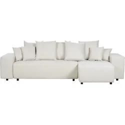 3-Sitzer Ecksofa hellbeige linksseitig mit Schlaffunktion Stauraum LUSPA