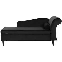 Chaiselongue Samtstoff schwarz rechtsseitig LUIRO