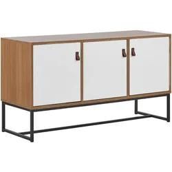 Sideboard heller Holzfarbton / weiß 3 Schränke NUEVA