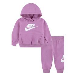 Jogginganzug NIKE SPORTSWEAR "NKN CLUB FLEECE SET", Kinder, Gr. 80 (12), magic flamingo, Sweatware, Obermaterial: 60% Baumwolle, 40% Polyester, sportlich, Sportanzüge, mit Kapuze