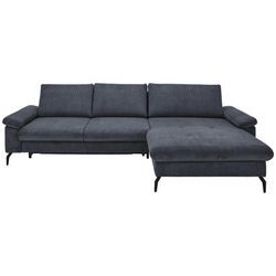 Venda Ecksofa , Graphit , Textil , 3-Sitzer , Füllung: Schaumstoff , L-Form, links montierbar, rechts montierbar , 302x180 cm , Stoffauswahl, Hocker