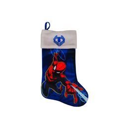 Marvel Weihnachtsstrumpf Spiderman , Mehrfarbig, Rot, Dunkelblau , Textil , 43 cm , Dekoration, Saisonartikel, Weihnachtsdekoration