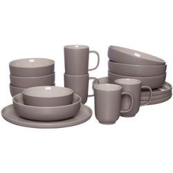 Ritzenhoff Breker Kombiservice Jasper , Taupe , Keramik , 16-teilig , 320 ml , 39x34x41 cm , Essen & Trinken, Geschirr, Geschirr-Sets, Kombiservice