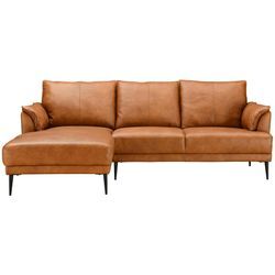 Livetastic Ecksofa , Rost , Leder , Echtleder , Rindleder , 3-Sitzer , Ottomane links, L-Form , 233x153 cm , Wohnzimmer, Sofas & Couches,