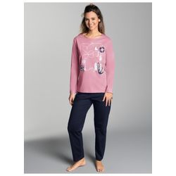 Schlafanzug TRIGEMA "TRIGEMA Pyjama mit maritimem Print", Damen, Gr. L, lila (lilie), 100% Baumwolle, casual, Homewear-Sets