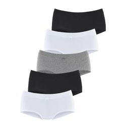 Panty VIVANCE, Damen, Gr. 32/34, schwarz-weiß (off, weiß, anthrazit meliert, schwarz), Single Jersey, Obermaterial: 95% Baumwolle, 5% Elasthan, unifarben, meliert, körpernah, Unterhosen, mit breitem Bündchen ohne zusätzliches Gummi