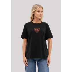 T-Shirt F4NT4STIC "Blumen Herz bestickt", Damen, Gr. L, schwarz, Obermaterial: 100% Baumwolle, casual, oversize, Rundhals, Kurzarm ohne Bündchen, Shirts, bestickt, Premium Qualität