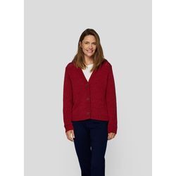 Strickjacke RABE "Rabe Kuscheliger roter Strick-Cardigan mit V-Ausschnitt", Damen, Gr. 42, rot, 70%Baumwolle 30%Polyamid, unifarben, klassisch, gerade, Langarm, Strickjacken