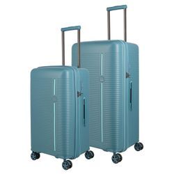 Trolleyset TRAVELITE "ROOMER Trunk M/L", blau (aqua), Polypropylen, unifarben, Koffer-Sets, Kofferset Aufgabegepäck Reisekoffer Volumenerweiterung