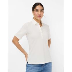 Poloshirt BRAX "Style CLEO", Damen, Gr. 34, weiß (sanftes weiß), 97% Baumwolle, 3% Elasthan, Kurzarm, Shirts