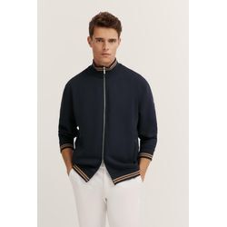 Sweatjacke BUGATTI, Herren, Gr. L, 390, marine, Sweatware, 54% Modal, 38% Polyester, 8% Elasthan, unifarben, casual, normal, Langarm Rippbündchen, Sweatjacken, mit Reißverschluss