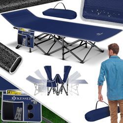 KESSER® Campingbett Feldbett Klappbar Klappbett Campingliege inkl. Tragetasche + Seitentasche Stabiles Feldbett 250kg Belastbar Metallrohr 600D Oxfordgewebe Tragbar Liege Reise Bequem