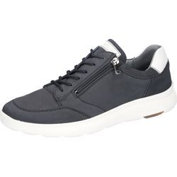 Sneaker WALDLÄUFER "Heiko", Herren, Gr. 7,5 (41), blau (dunkelblau, weiß), Nubukleder, Glattleder, kontrastfarbene Details, casual, Schuhe, in Schuhweite H (= sehr weit), Freizeitschuh, Halbschuh, Schnürschuh