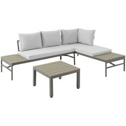 Ambia Garden Loungegarnitur , Braun, Grau , Metall, Kunststoff, Textil , Füllung: Komfortschaum,Komfortschaum , 215x154.5 cm , geeignet für Balkon ,