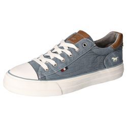 Sneaker MUSTANG SHOES, Damen, Gr. 36, blau (graublau), Textil, Lederimitat, sportlich, Schuhe, Freizeitschuh, Halbschuh, Schnürschuh, mit Gummikappe