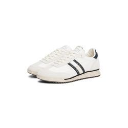 Sneaker TOMMY JEANS "TJM RETRO RUNNER CLEATED", Herren, Gr. 40, schwarz-weiß (weiß, schwarz), Leder, sportlich, Schuhe, Freizeitschuh, Halbschuh, Schnürer mit Kontrastbesatz