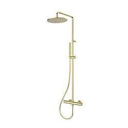 Herzbach Living Spa Duschsäule 30.988250.1.03 PVD gold, d= 250mm, mit Brause-Thermostat und Stabbrause