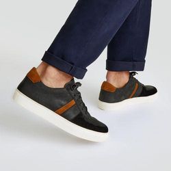 Leder-Sneakers zum Schnüren, Herren,  Schwarz, Leder/Rauleder, by Lands' End