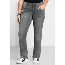 Gerade Jeans mit Used-Effekten, grey Denim, Gr.46