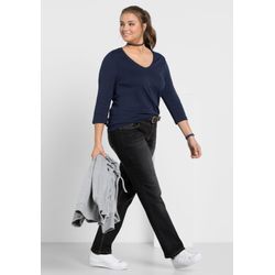 Gerade Jeans mit Used-Effekten, black Denim, Gr.112