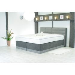 Boxspringbett WESTFALIA SCHLAFKOMFORT Komplettbetten Gr. Microfaser, Liegefläche B/L: 100cm x 200cm, H3, 5-Zonen-Tonnentaschen-Federkernmatratze, grau (stein/dunkelgrau) Boxspringbett