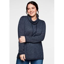 Pullover mit weitem Kragen, in melierter Optik, nachtblau, Gr.56/58