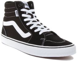 Vans Filmore Hi Herren High Top Wildleder Turnschuhe in schwarz weiß Größe UK 6 - 13