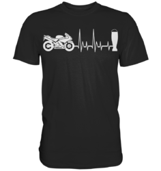 Motorrad Herzschlag Motorradfahrer Motorrad und Bier Bike Biker  - Premium Shirt